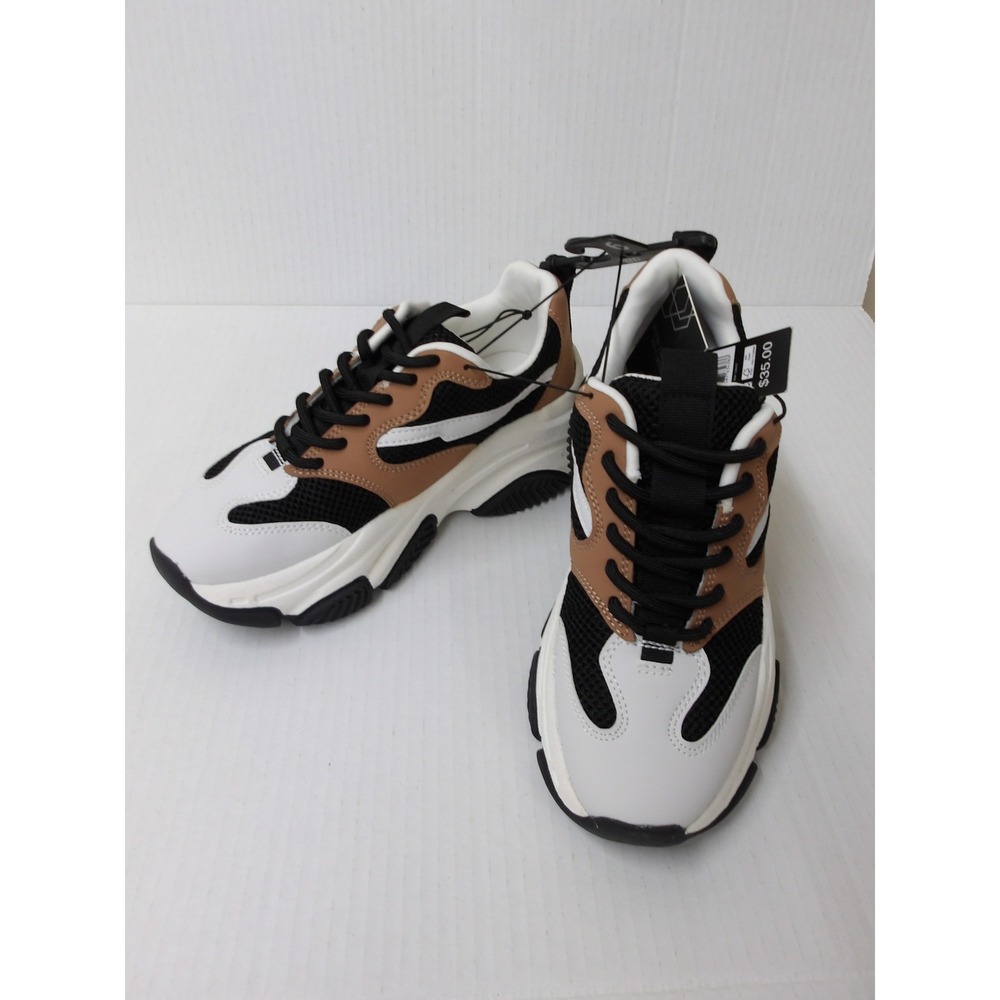 Madden NYC Mens Chunky Dad Sneakers White Black‎ Tan Size 10 /#26702